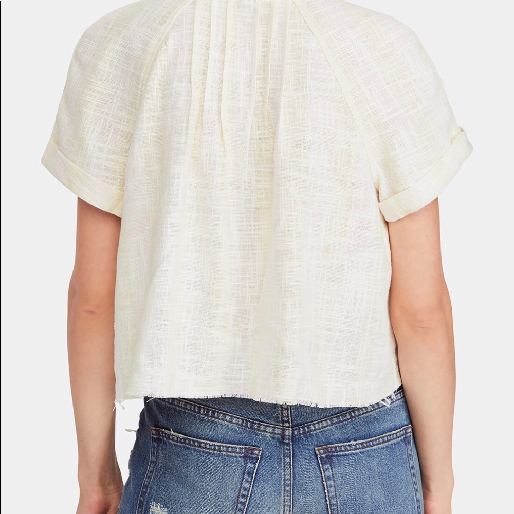 Free People Away at Sea Striped Frayed Hem Shirt - Picture 3 of 8
